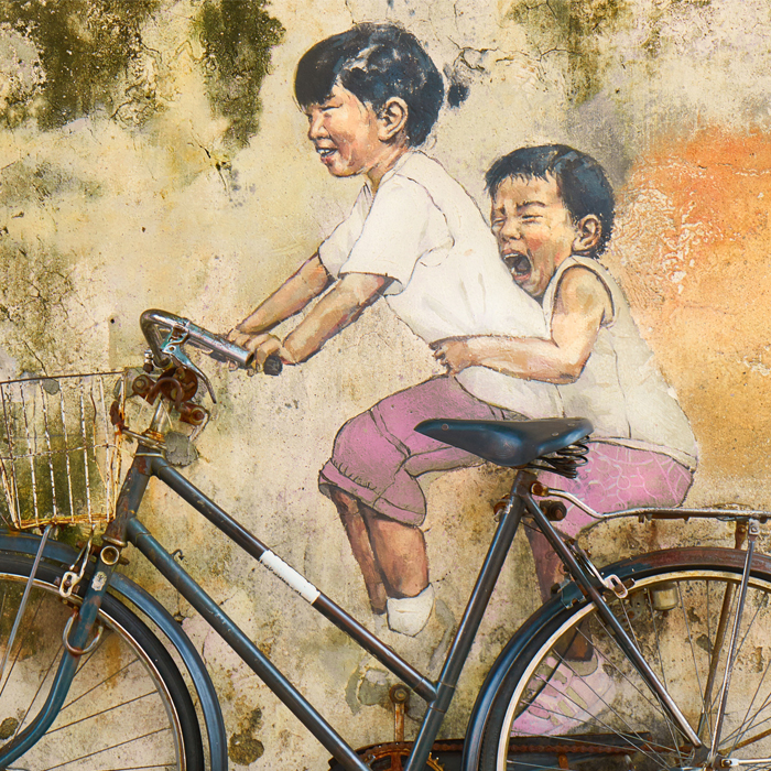 Download Kids Bicycle a Riding Graffiti Art HD Wallpaper