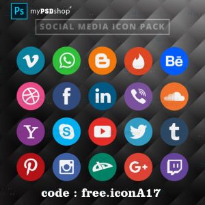 دانلود رایگان بسته کامل آیکن شبکه های اجتماعی free.iconA17