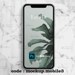 دانلود رایگان موکاپ موبایل با زمینه سنگ مرمر سفید و سبز mockup.mobile3
