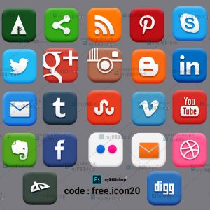 دانلود رایگان آیکن های محبوب شبکه های اجتماعی free.icon20