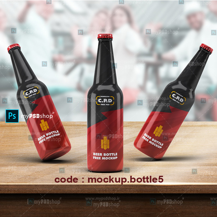 دانلود موکاپ سه بطری نوشیدنی mockup.bottle5