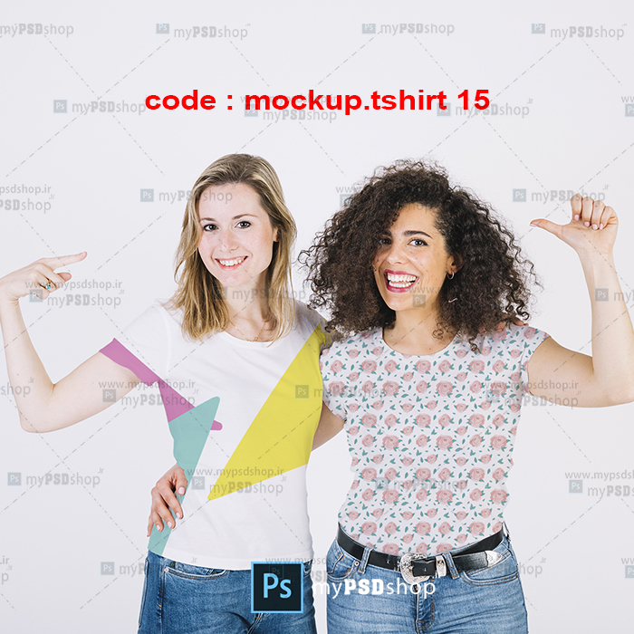 دانلود موکاپ تیشرت دو نفره دخترانه mockup.tshirt15