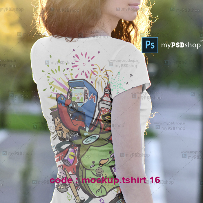 دانلود موکاپ تیشرت دخترانه از نمای پشت mockup.tshirt16