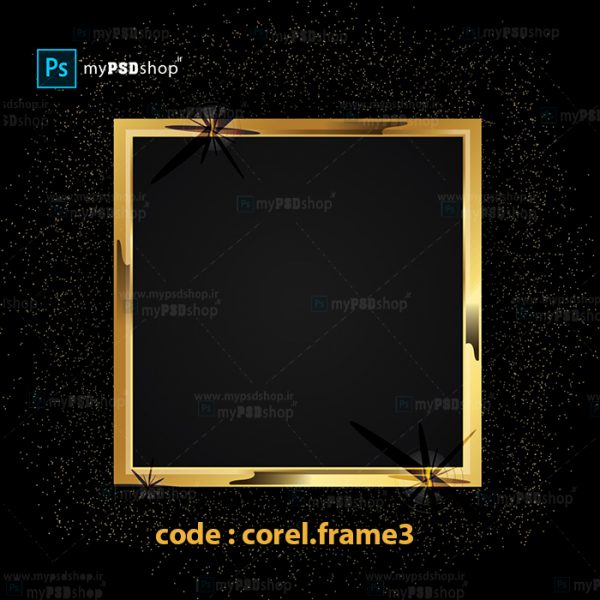دانلود رایگان وکتور قاب درخشان طلایی با زمینه مشکی corel.frame3